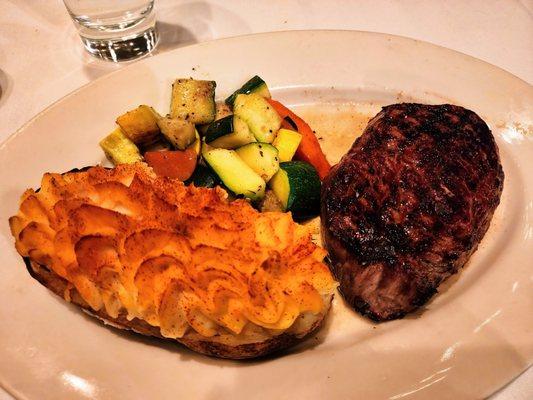 Sirloin steak, twice baked potato