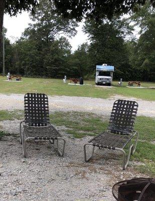 Fire pit and lounge area at the pavilion.