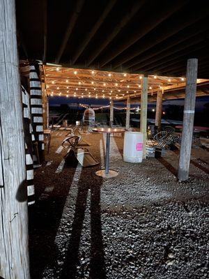 Pavilion at night with solar lights