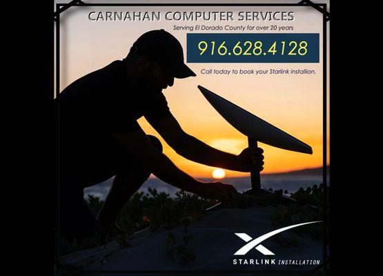 In addition to computer services, we install:
 Starlink
 Security Cameras
 Home Theatre
 Sound systems