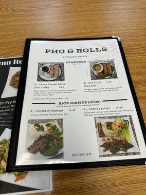 Front of the menu