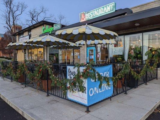 Patio all festive for the holidays.