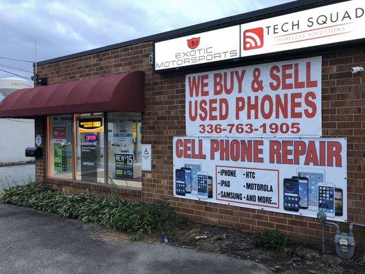 Tech Squad Wireless Solutions, #1 Cell Phone Repair Shop, store front.