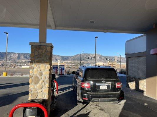 Employee car blocking a pump