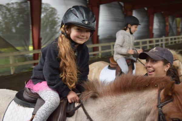 Maia's first real pony ride.