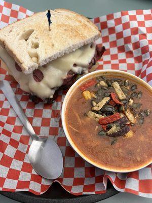 1/2 Pastrami Sandwich & Chicken Enchilada Soup