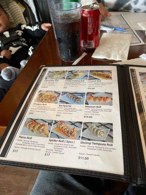 Sushi Menu