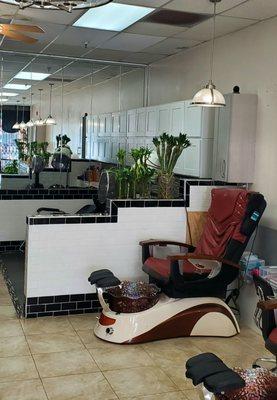 Pedicure and shampoo area