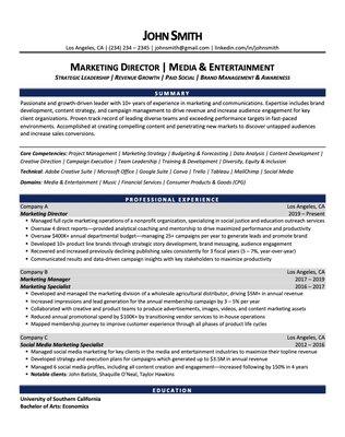 Resume Example, Senior Level