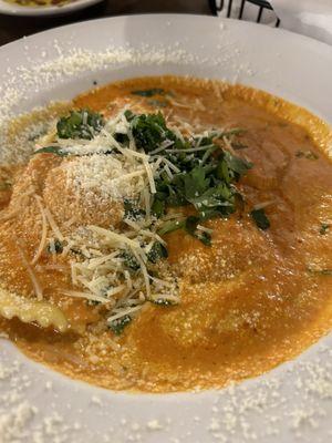 Lobster ravioli with vodka sauce