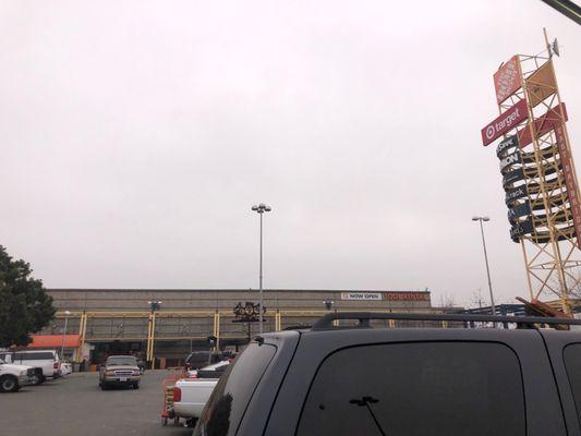 Home Depot parking is packed on this Friday morning.