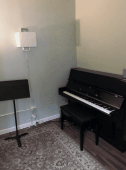 Practice Room C- can accommodate a private lesson  or even a trio rehearsal.