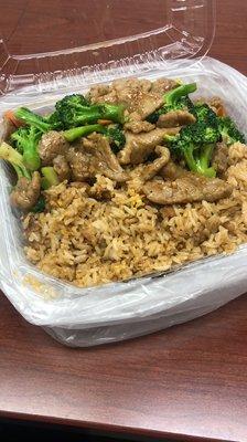 Combo B with beef broccoli and chicken fried rice