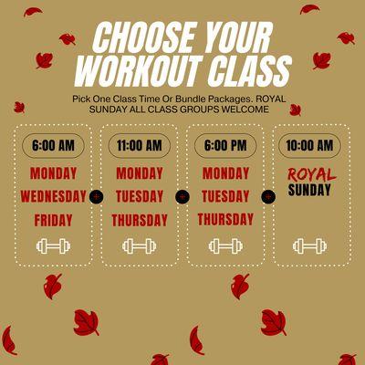 Class Schedule For Fall Group Training