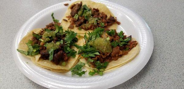 Basic street tacos. Well worth the $1.25 price.