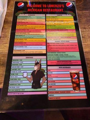 Menu and hapoy hour menu