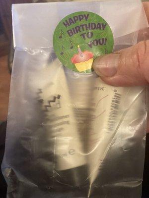 Complimentary birthday bag!