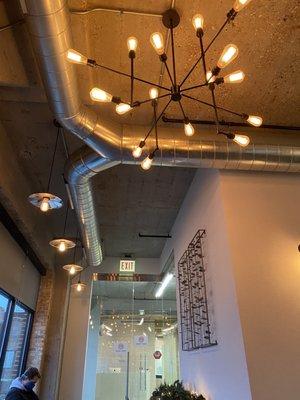 Cool light fixture in reception area