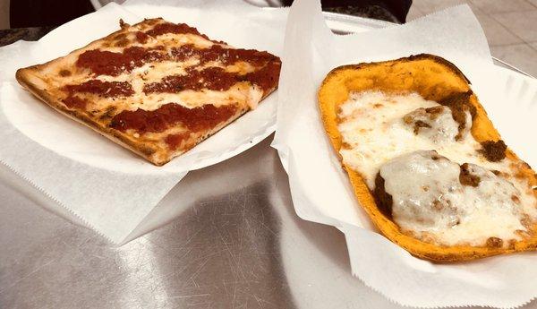 Grandma Slice $3.75 and Beef Patty with Cheese $4.00