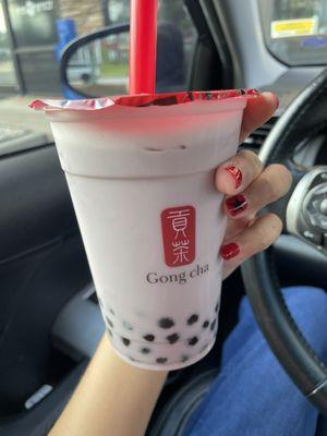 Taro Cold Milk Tea with Black Pearls