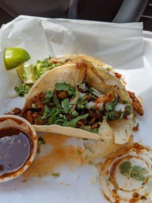 Tacos al pastor.  Very good but the sopas that the other guy got looked even better.  Definitely trying those next time.