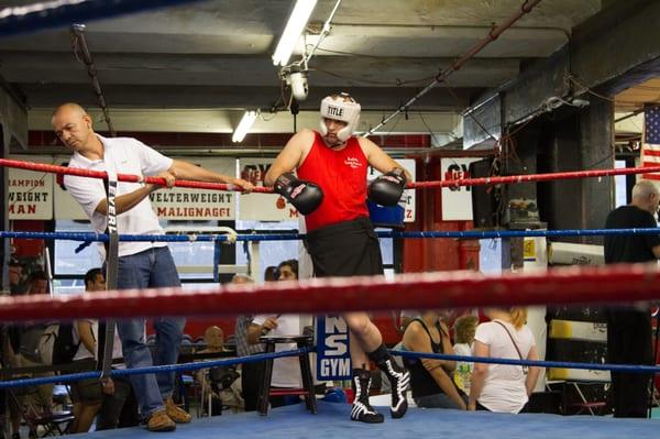 My usual laid-back stance while waiting for the fight to begin...