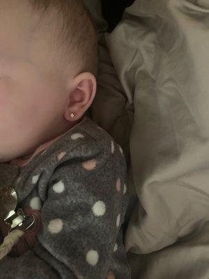 Pierced ears on our 5 month old baby!