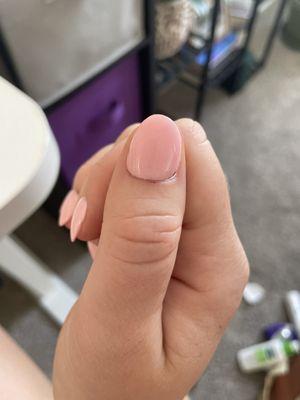 Small cuts from electric file on outside of nail bed