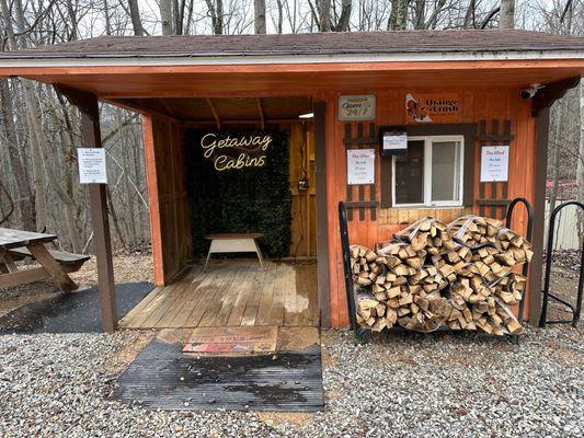 Getaway cabins firewood and snack hut