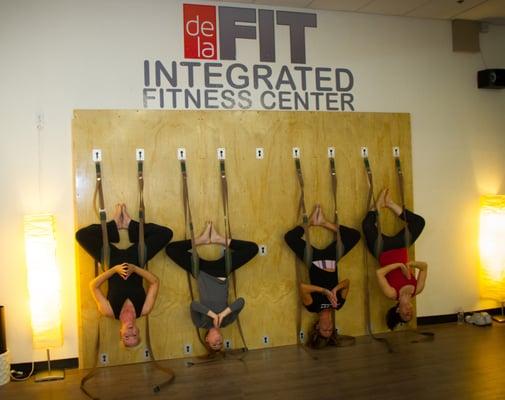 Yoga wall inversions at delaFIT