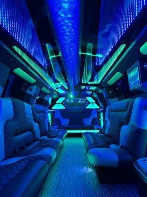 Inside the limo