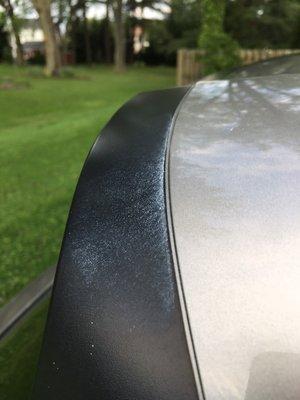 Wax on rear spoiler