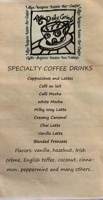 Coffee Menu