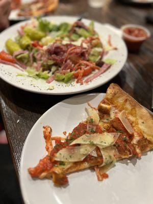 Chicken Parm NY pizza and Antipasto salad