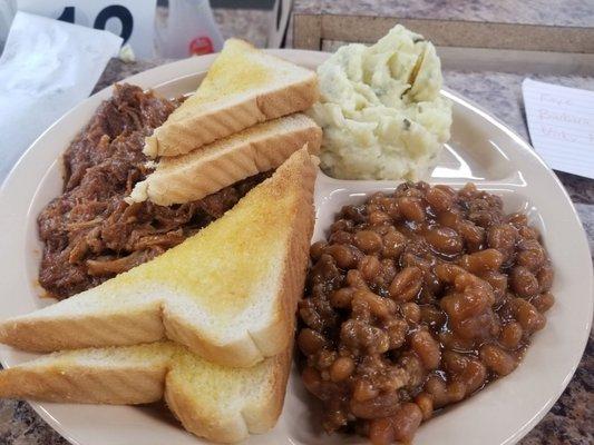 BBQ plate (only on Fridays) with beans and potato salad