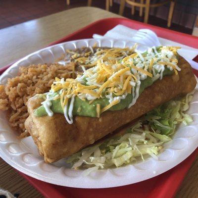 Carne Asada Chimichanga Combo Plate