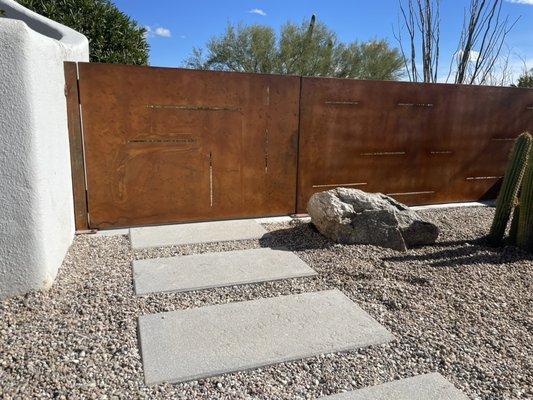 Matching Custom Rustic Steel Fence and Gate Fabricated & Installation In House