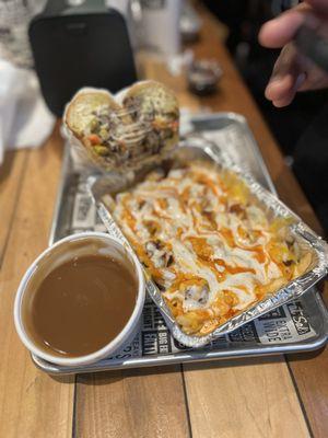 Beef Dip Buffalo Chicken Cheese Fries