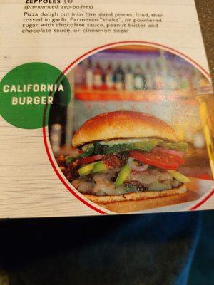 California Burger.  I have heard NY pizza. Today I see California  Burger