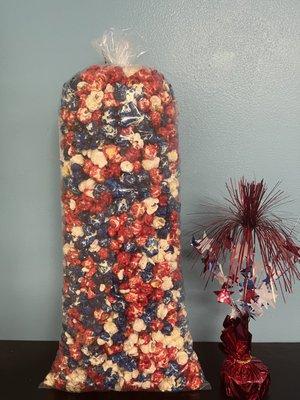 Large Bag of Red, White and Blue Vanilla Gourmet Popcorn. $28.00 for Large Gourmet Flavors..