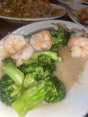 Shrimp And Broccoli in white garlic sauce