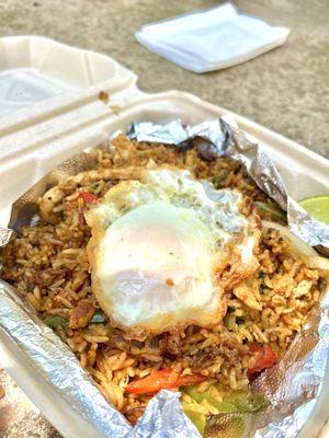 Basil Fried Rice with added chicken