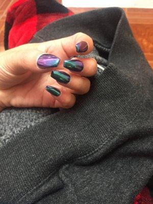 Beautiful chrome mermaid nails