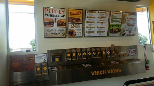 The station where you select and customize your sandwich.