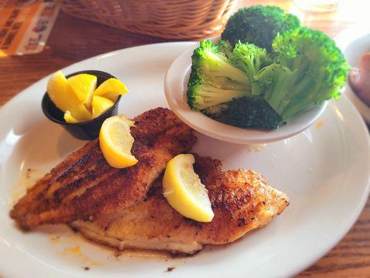 Grilled Blackened Catfish w Broccoli