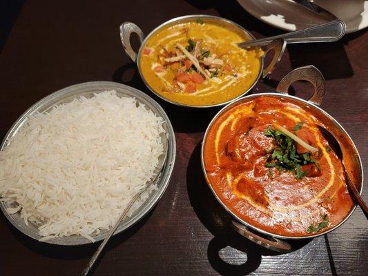 Shrimp Korma, Butter Chicken