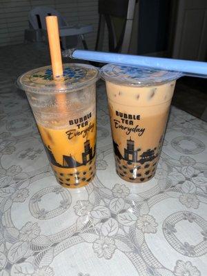 Thai tea (left) , Brown Sugar Milk Tea (right)