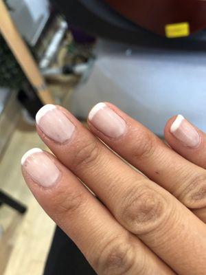 Worst gel French manicure I've ever gotten in my life.