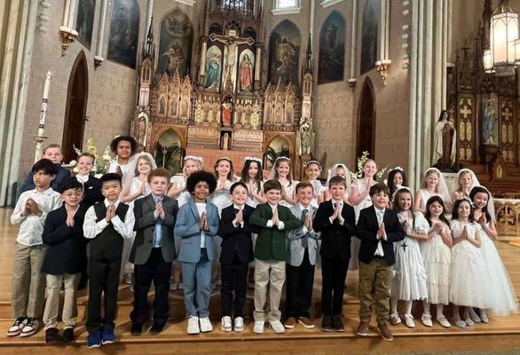 2nd graders having completed their 1st Holy Communion at St. Joseph Church!