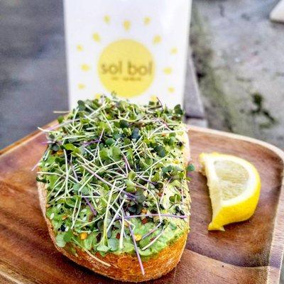 Horizon Toast on Rustic Italian Bread with Spicy Microgreens grown locally by the Microgreen Depot